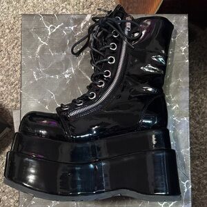 Demonia Bear-265 Black Patent Boots